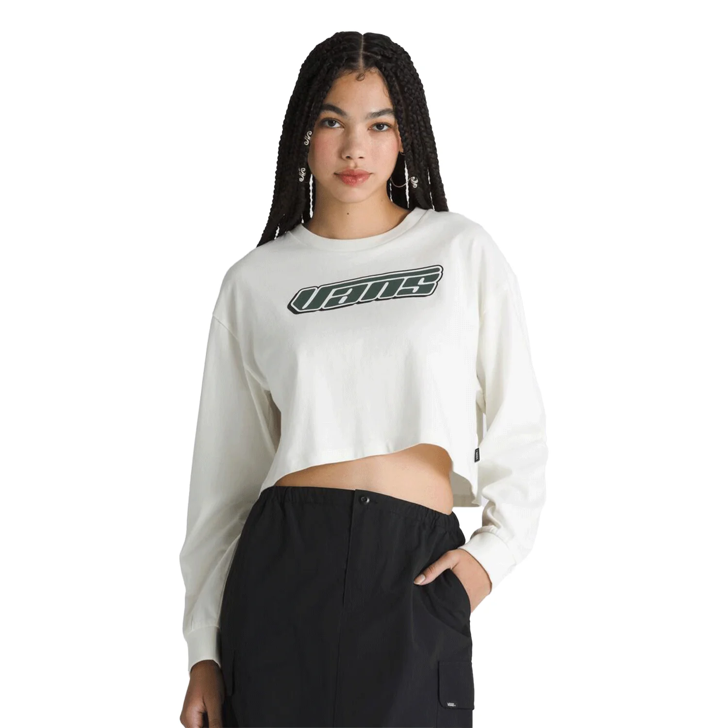 Vans Women's Retro V L/S Relax Crop Sweater Marshmallow