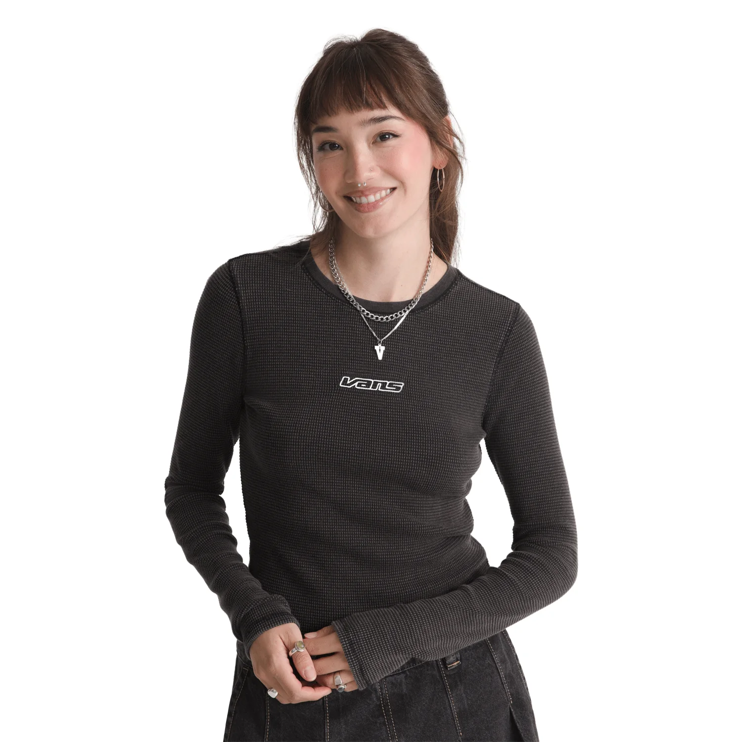 Vans Women's Teri Waffle Long Sleeve Black