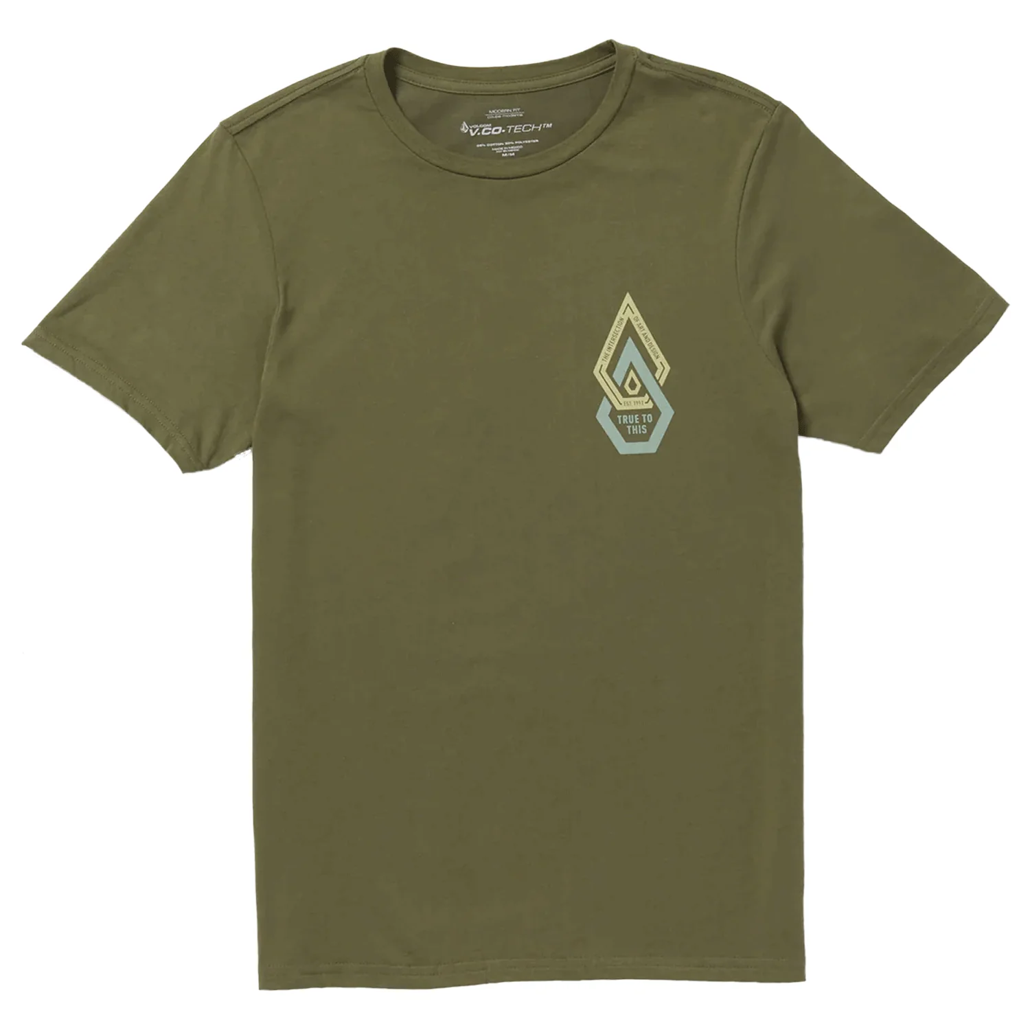 Volcom Men's Entanglement Stone Tech S/S Tee Military