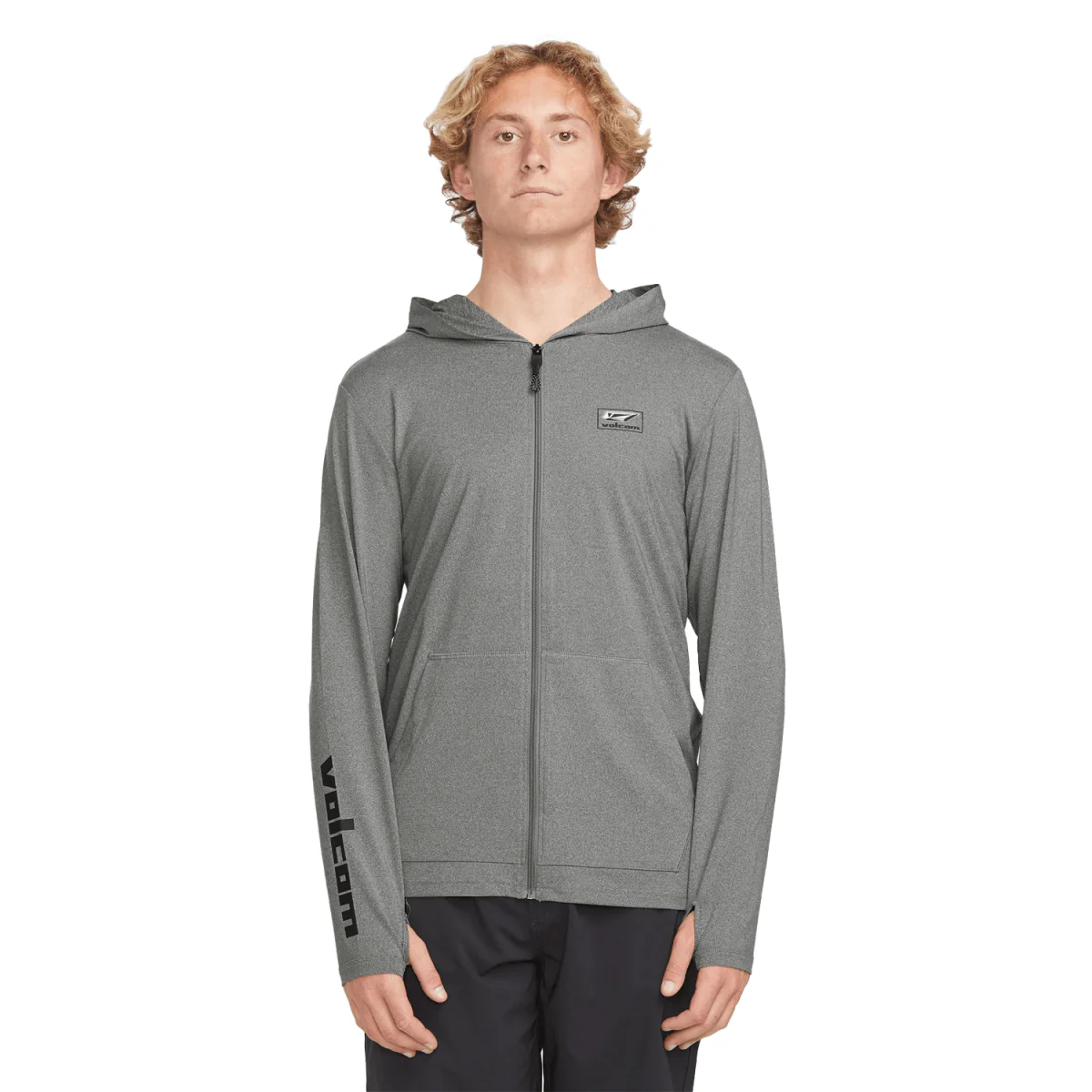 Volcom Men's Modstone Loose Zip Hood Top Heather Grey