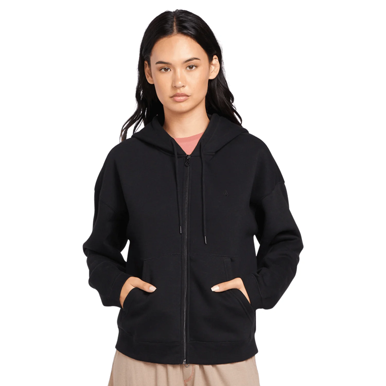 Volcom Women's Stone Heart Up Zip Fleece Black