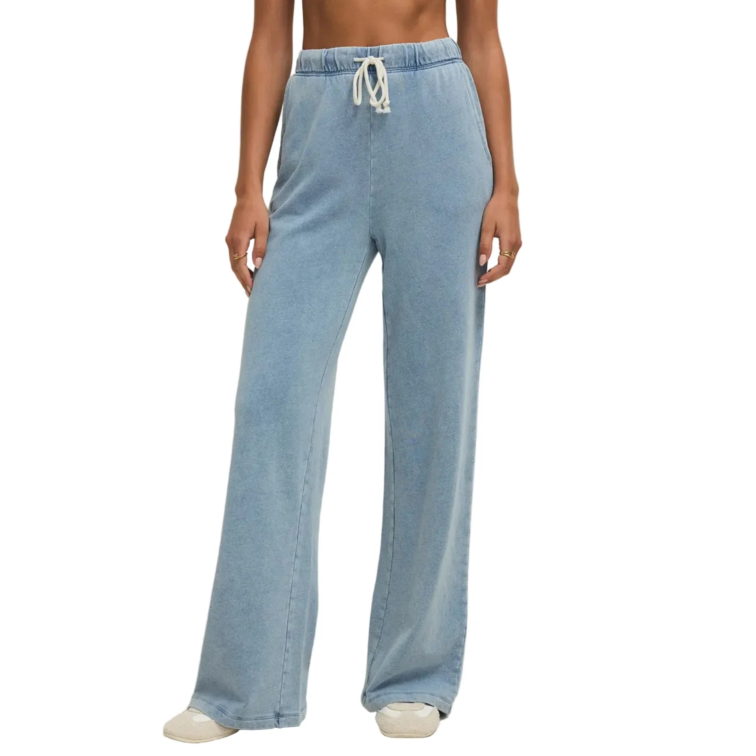 Z Supply Women's Hunter Knit Denim Pant Ocean Air Indigo