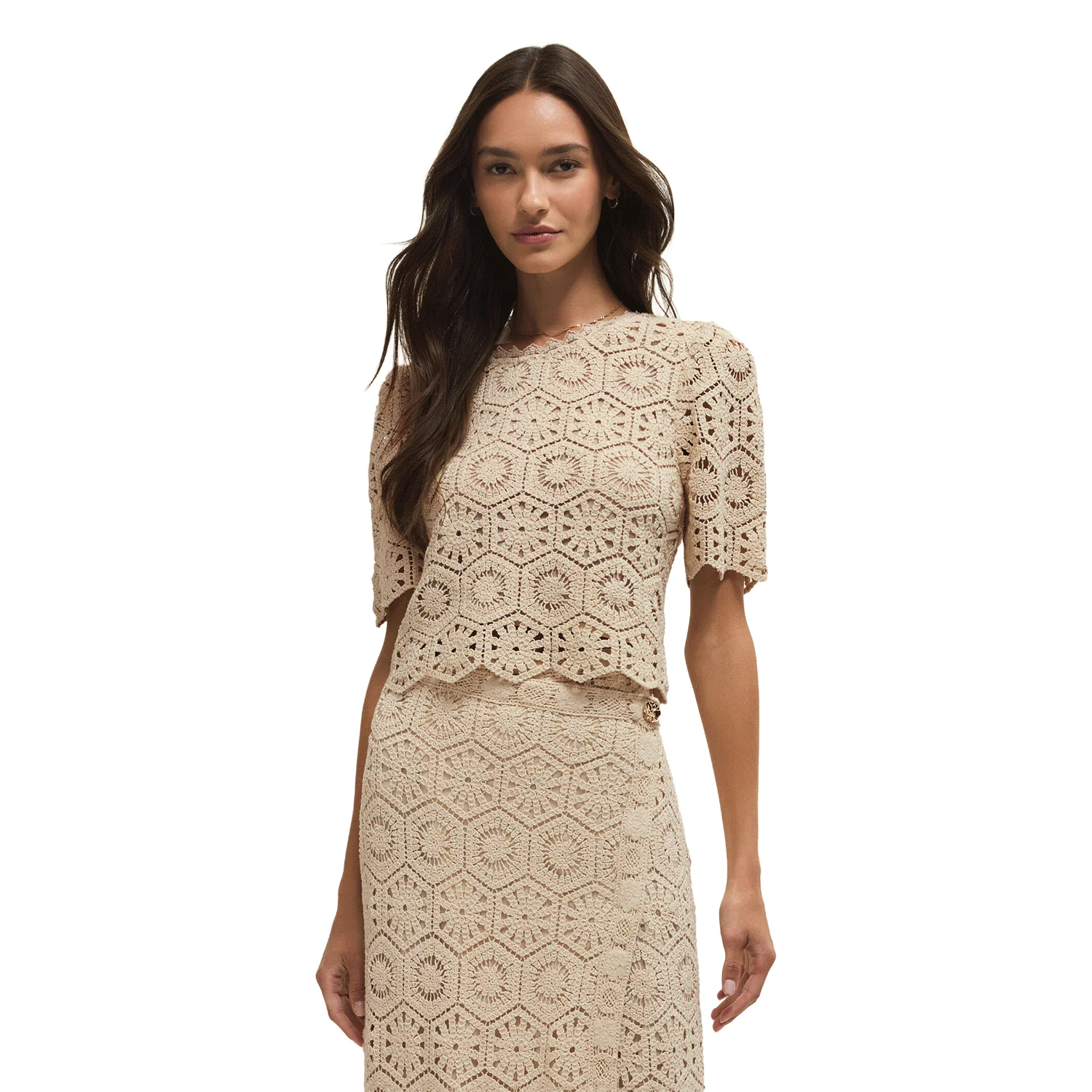Z Supply Women's Raquel Lace Cropped Top Natural