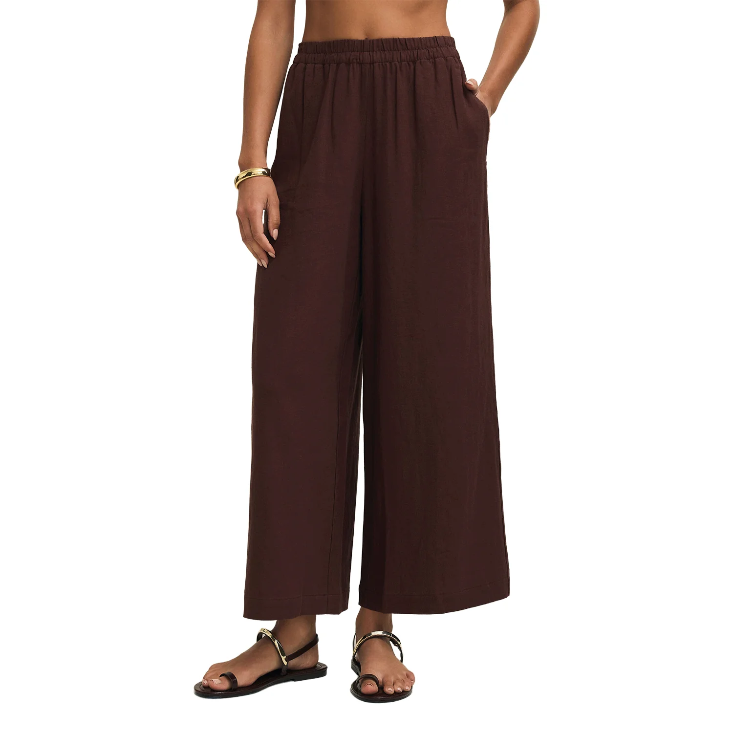Z Supply Women's Scout Linen Pant Chocolate Cherry