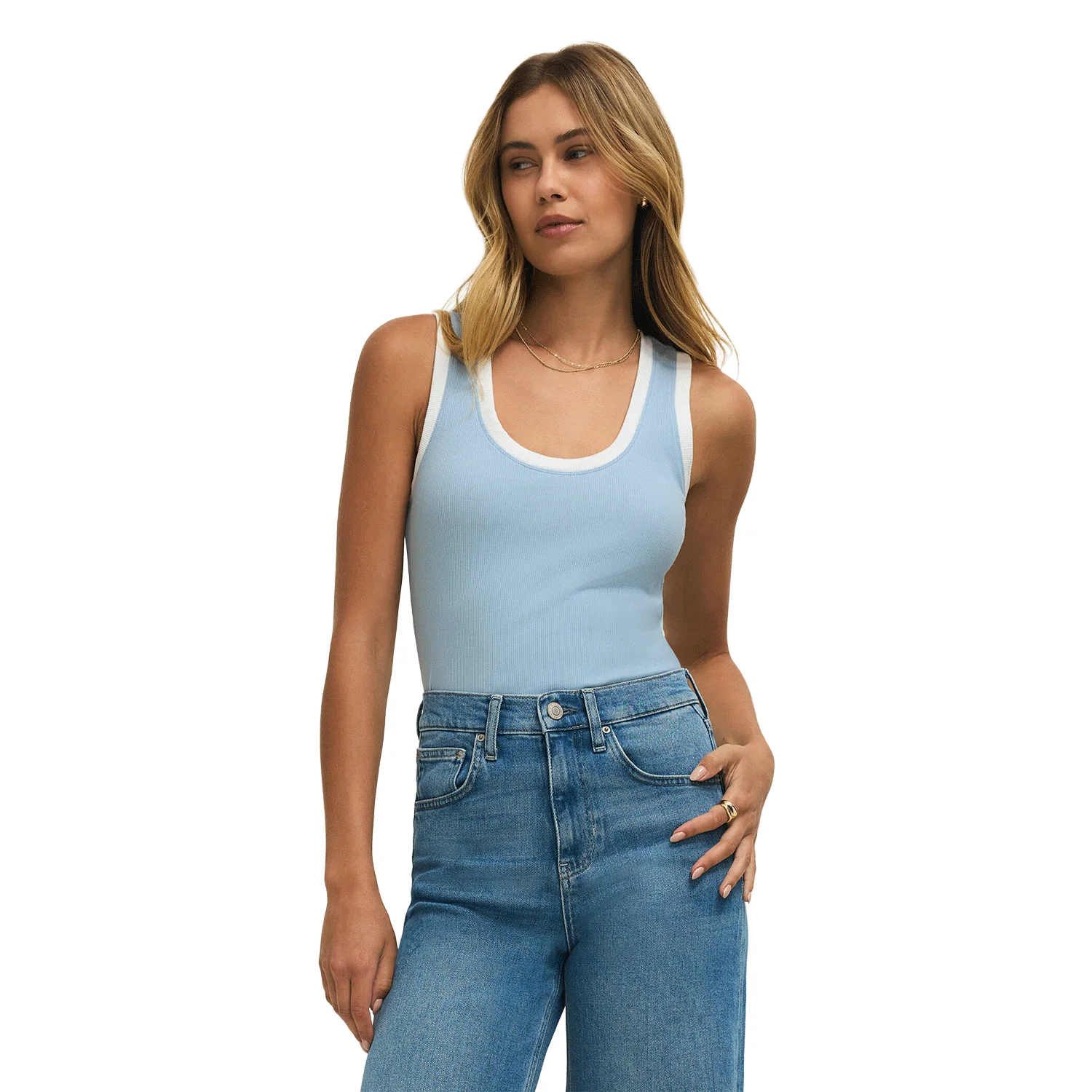 Z Supply Women's Sirena Colorblocked Rib Tank Coast
